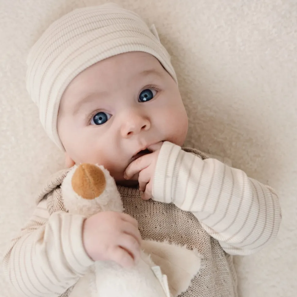 Babymutsje - Beige - Newborn Naturals - Stripe