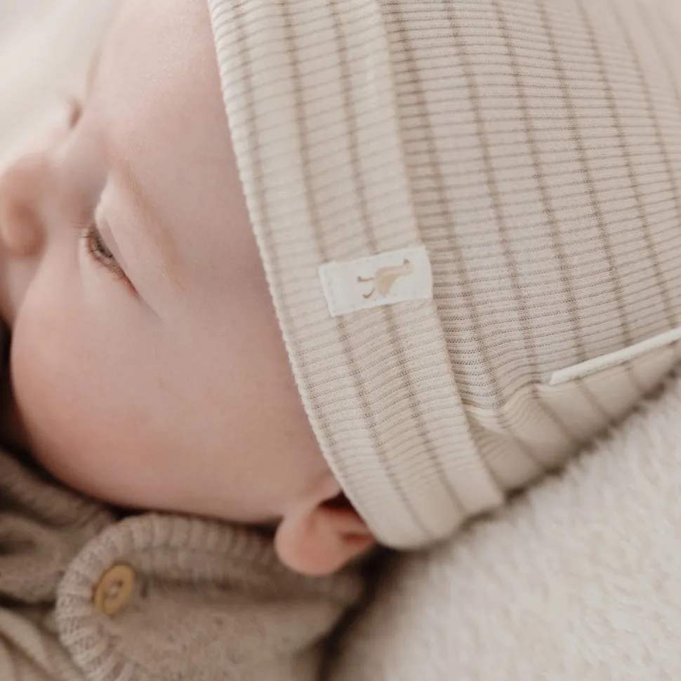 Babymutsje - Beige - Newborn Naturals - Stripe