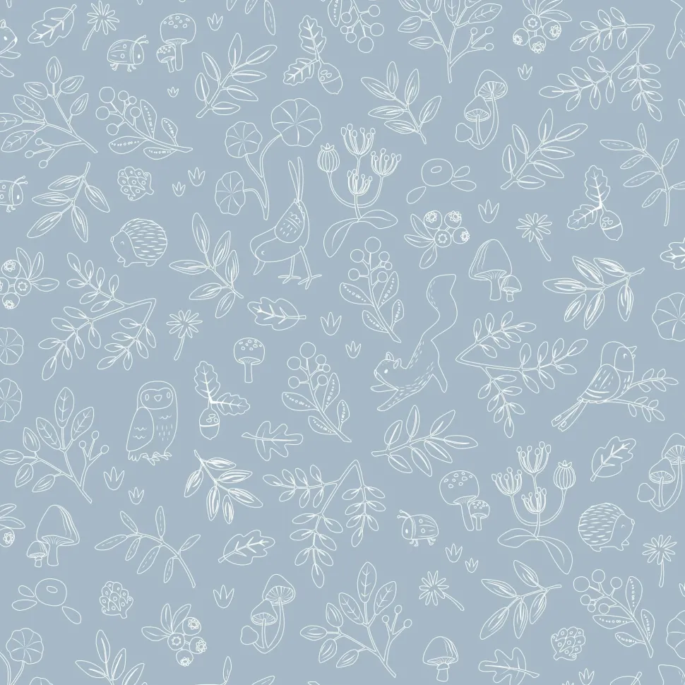 Behangstaal vliesbehang – Blauw – Forest Friends – Forest Wonder