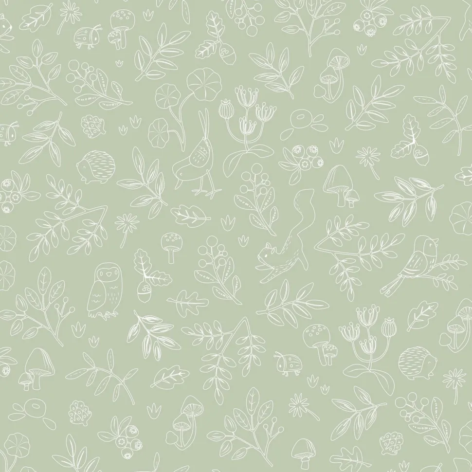 Behangstaal vliesbehang – Groen – Forest Friends – Forest Wonder