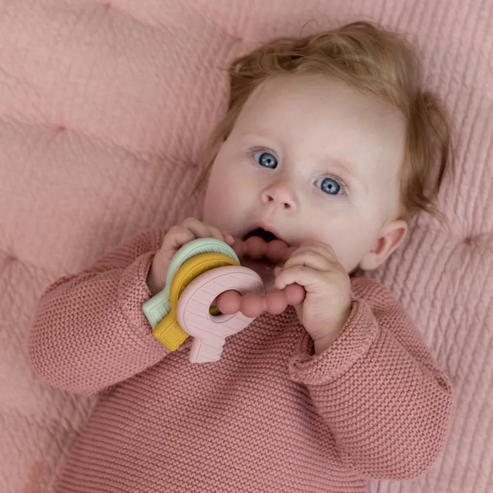 Bijtspeeltje sleutelbos roze