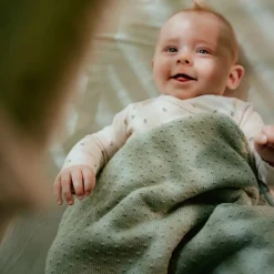 Gebreid ledikantdeken - Fleece – Groen – Essentials