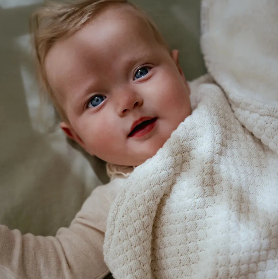 Gebreid ledikantdeken - Fleece – Wit – Essentials