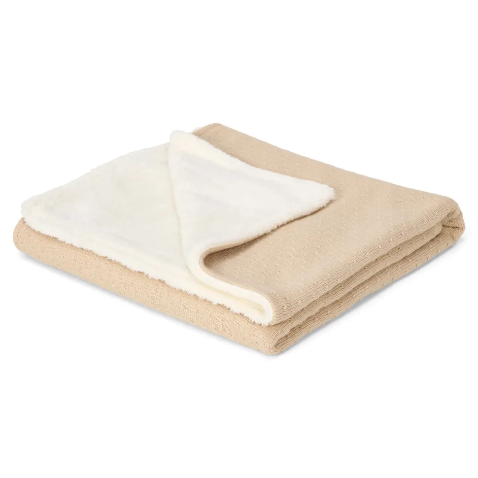 Gebreid wiegdeken - fleece - Beige - Essentials