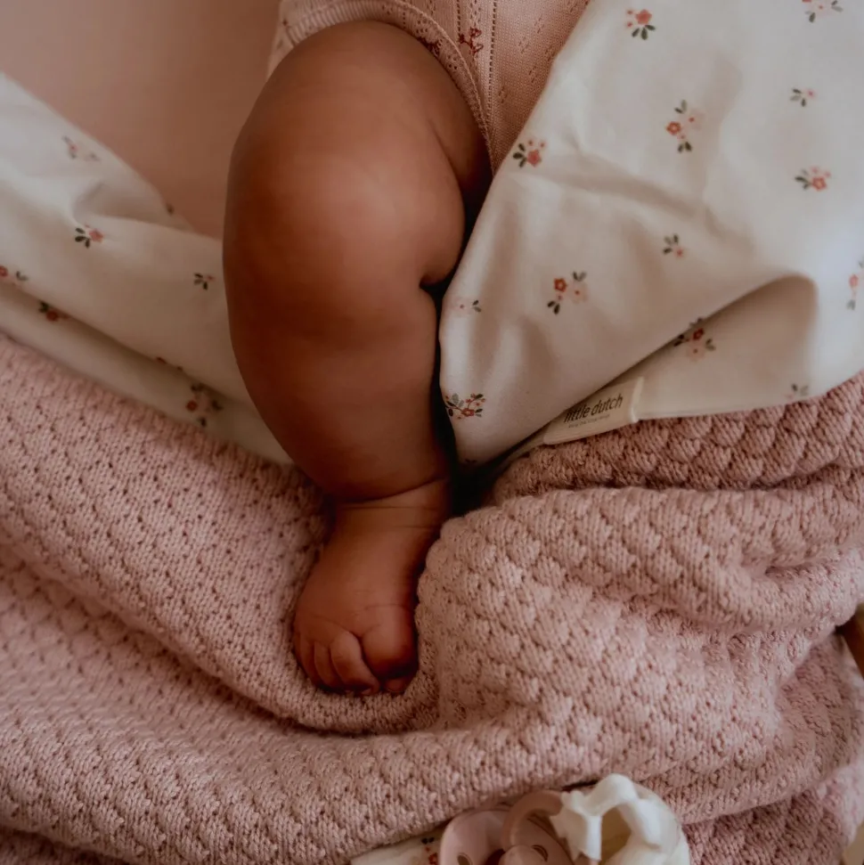 Gebreid wiegdeken - Fleece - Roze - Essentials