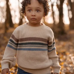 Gebreide trui - Zand - Forest Friends - Stripe