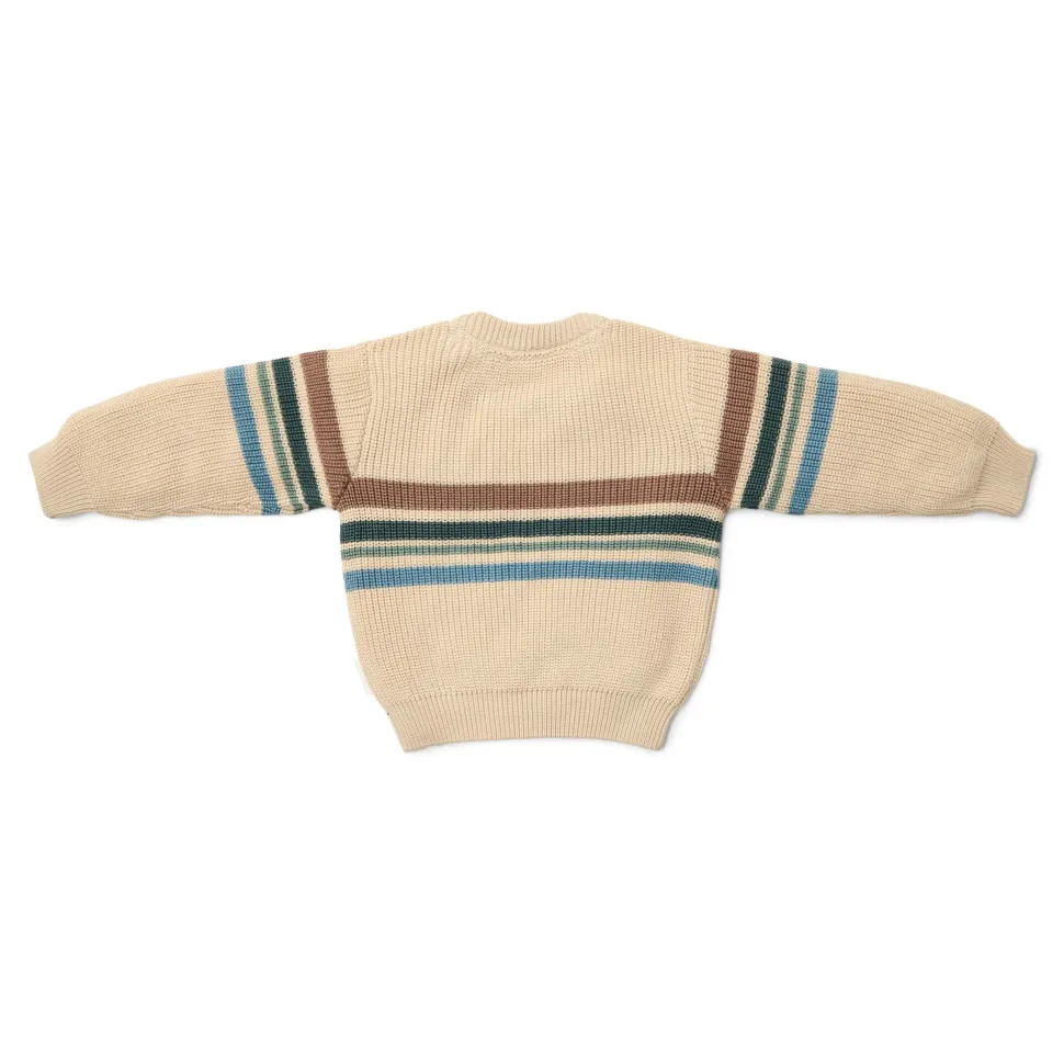 Gebreide trui - Zand - Forest Friends - Stripe