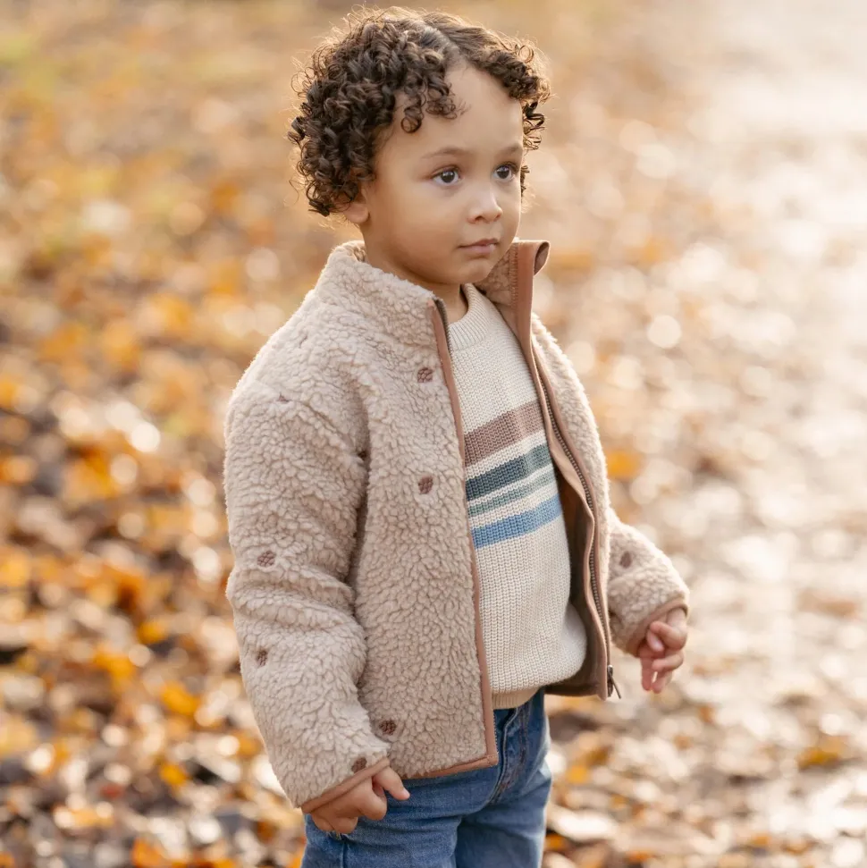 Gebreide trui - Zand - Forest Friends - Stripe