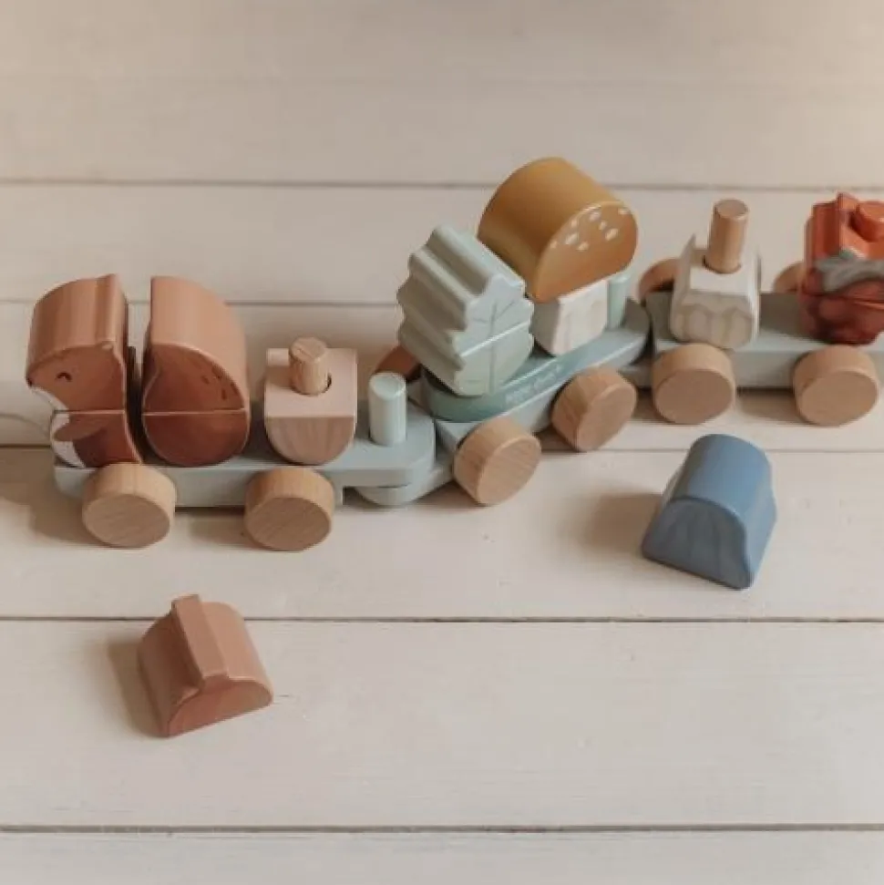 Houten Blokkentrein - Blauw - Forest Friends