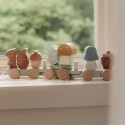 Houten Blokkentrein - Blauw - Forest Friends