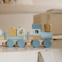 Houten Blokkentrein - Blauw - Forest Friends