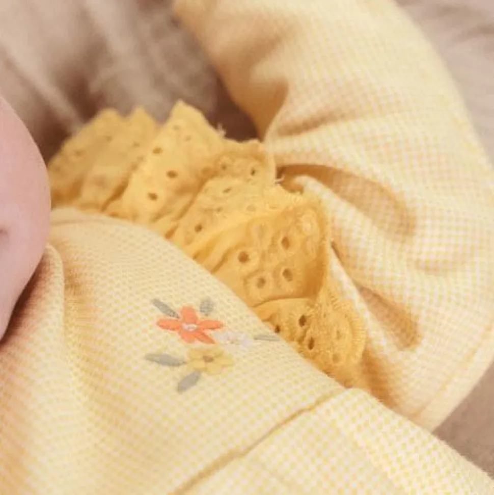 Jurk lange mouw - Geel - Little Farm - Geruit