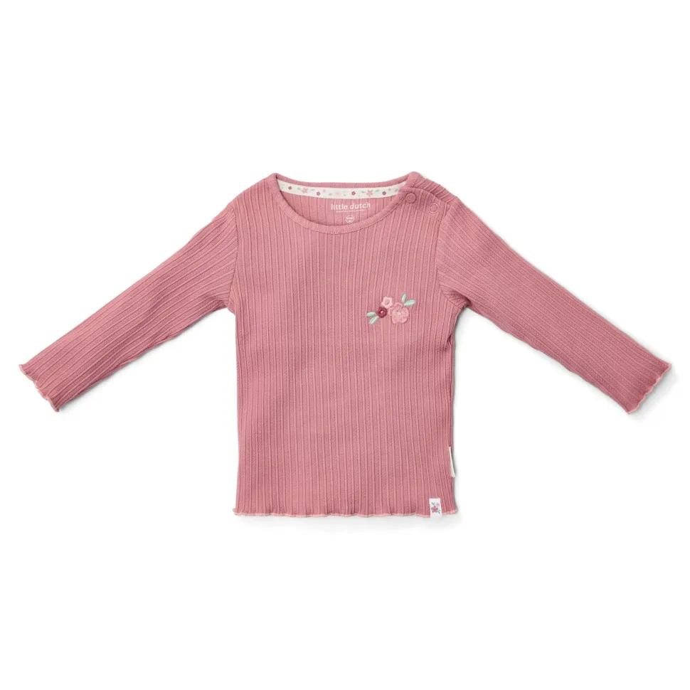 Rib Shirt lange mouw - Roze - Fairy Garden