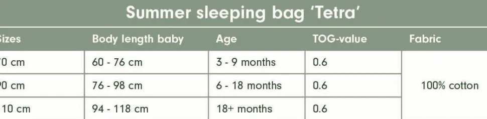 Slaapzak zomer hydrofiel 70 cm Pure Ochre Spice