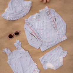 Zwemshirt lange mouw - Blauw - Sunny Flowers